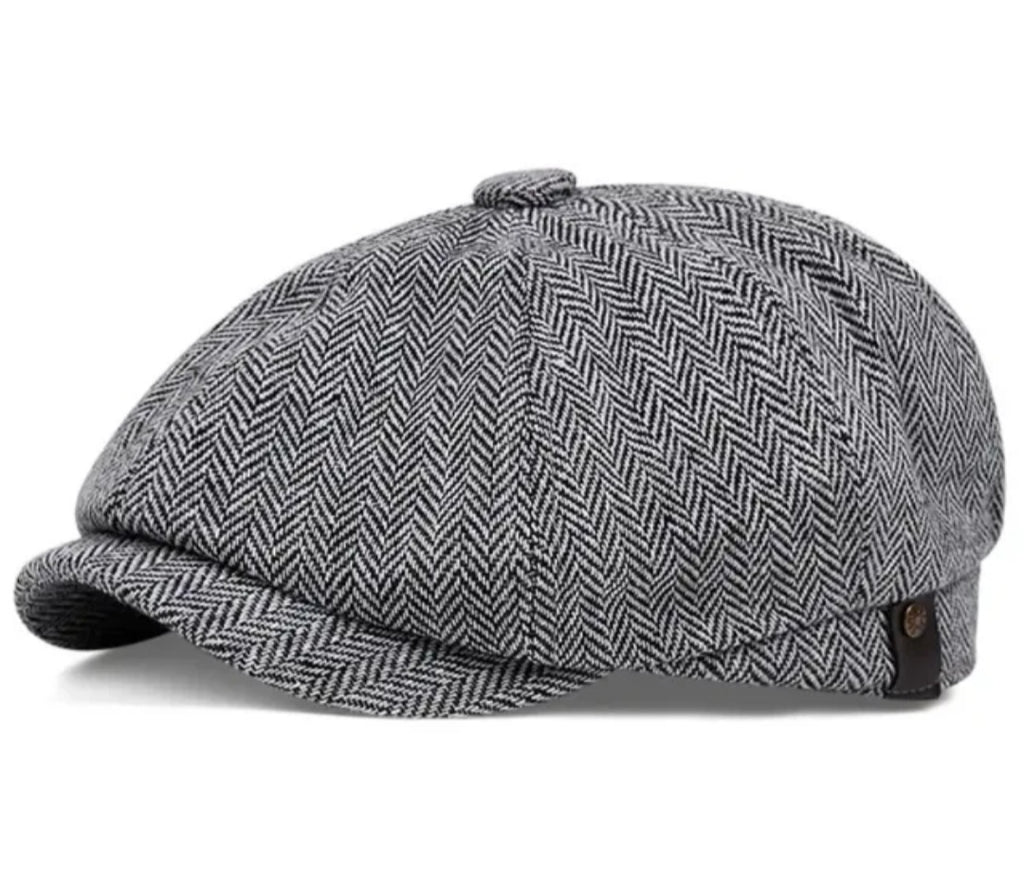 Striped newsboy flat cap