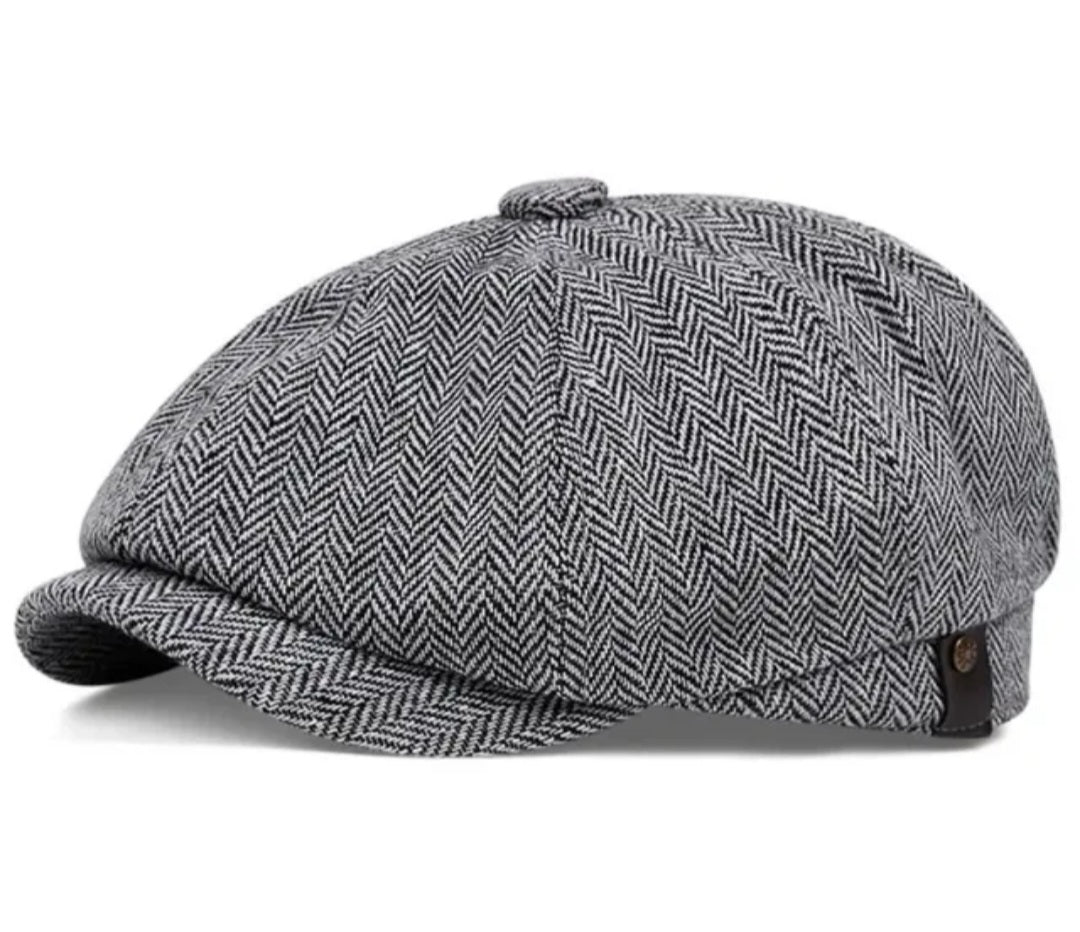 Striped newsboy flat cap