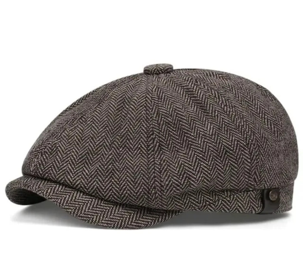 Striped newsboy flat cap