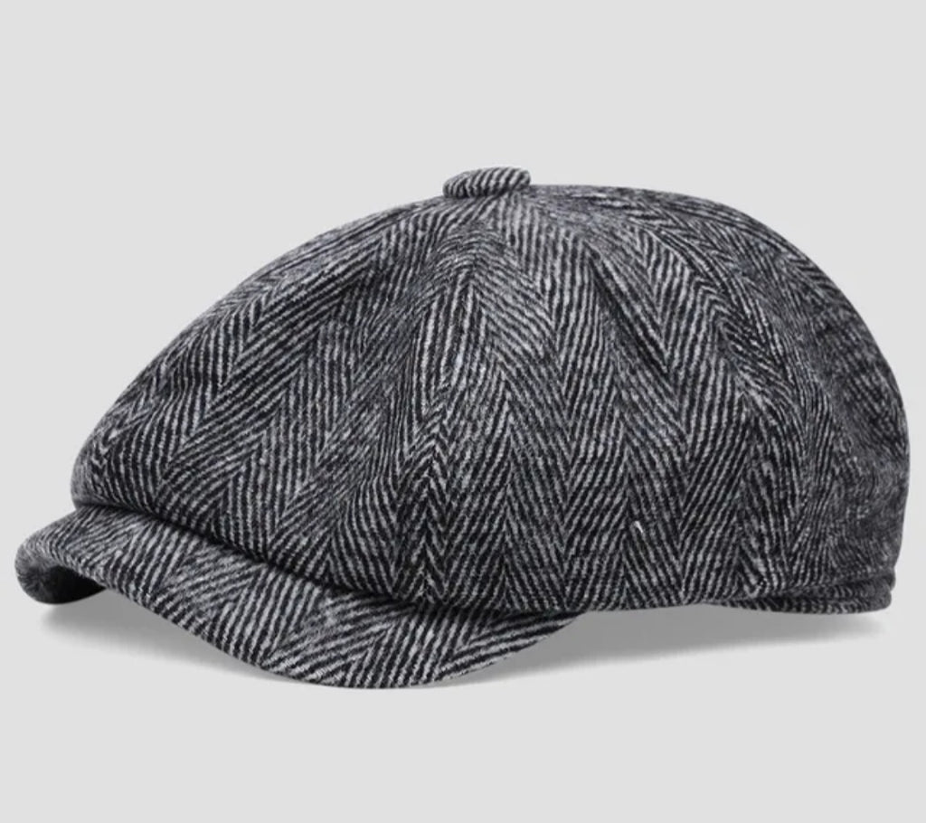 Striped newsboy flat cap